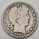 1906-D (.3617 OZ SILVER) Barber Silver Half Dollar  *SILVER*