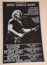 Jerry Garcia Band - Rare Promo Poster - Pacific Northwest 1984 - Blue Near Mint