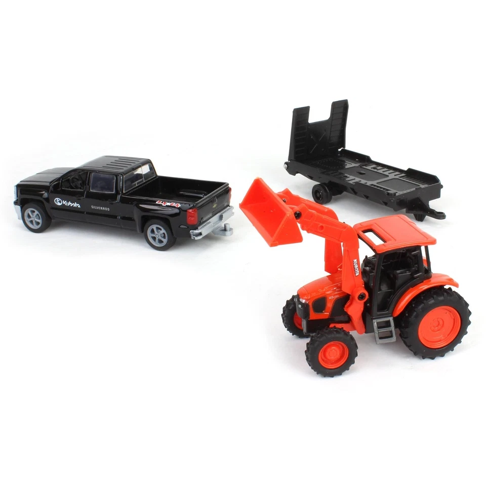 New Ray 1/43 Chevy Pickup Trailer Kubota M5-111 Tractor Loader SS-34213 - Image 4 of 4