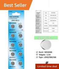 10 Pack LR43 1.5V Button Cell Batteries – Reliable Alkaline Power for Watches