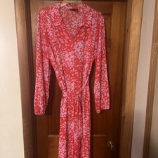 ASOS LS Coat Dress Floral Orange Dress Size 14