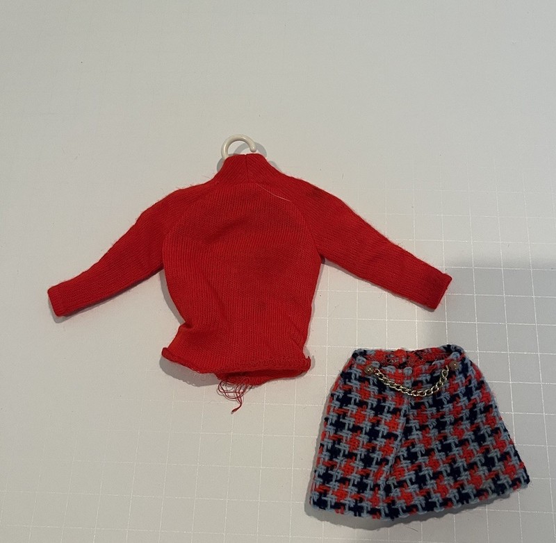 Vintage Barbie Doll Super Scarf #3408 Sweater Shirt & Skirt 60's