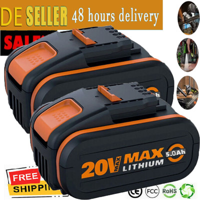 2X 20V MAX Für Worx Ersatzakku WA3553 WA3556 WA3551 5,0Ah Akku