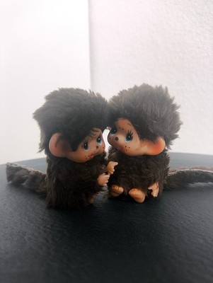 2x Vintage Mini Plüsch Affen Monchhichi Stil 