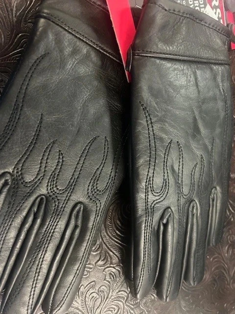 Inferno Women's Black Flames Gloves FI113 Size Small