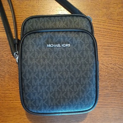 Michael Kors Jet Set Medium Logo Crossbody, Black/Gray