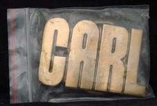 SA10123  NOS  VINTAGE 1970s/80s CUT-OUT NAME  CARL  SOLID BRASS BUCKLE