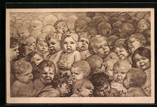 Postal de artista de Alemania donación para la protección de bebés y niños...