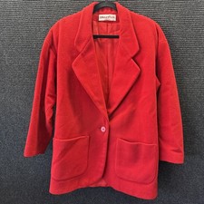 Vintage Braefair Red 100% Wool Double Breasted Coat Women’s M Made in USA