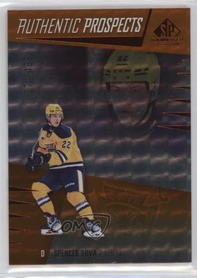 2023 SP Game Used CHL Edition Orange Patterned Foilboard /499 Spencer Sova 10x3