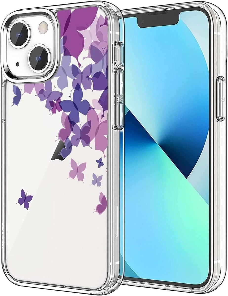Purple Butterfly for iPhone 12 Pro Max Clear Design Shockproof Slim Case~L2  20