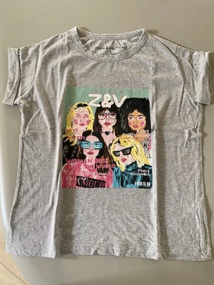 T-SHIRT GRIS ZADIG & VOLTAIRE COTON JERSEY GRAPHIQUE COL ROND T.XS - Photo 1/4