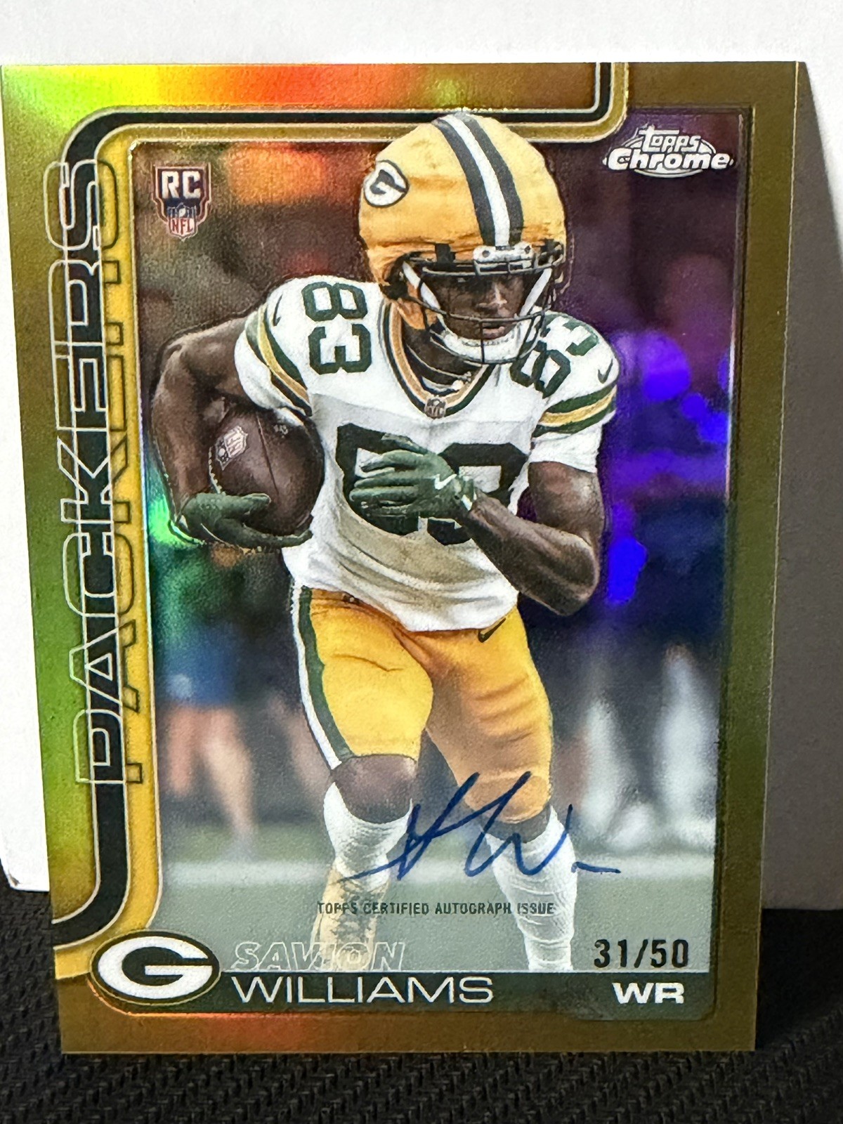 SAVION WILLIAMS 2025 TOPPS CHROME GOLD ROOKIE AUTO VAR /50 #RA-SW Q6633