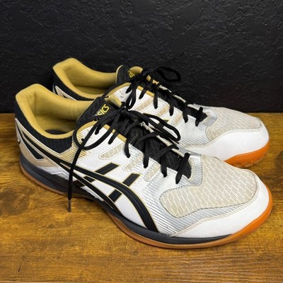 ASICS Gel Rocket 9 Volleyball Shoes White Black Gold Mens 13 1071A030