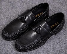Casual Men Round Toe Loafers Flats Weaving Leather Summer Dress Walk New Shoes