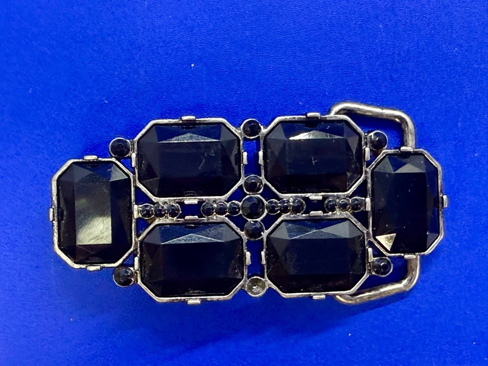 Black Rhinestone Cluster Vintage Women's Girls Belt Buckle for 1.25" Wide Belt - Image 3 of 4