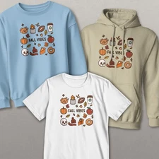 Fall Vibes Doodle Icons Adult Unisex T-shirt, Sweatshirt, Hoodie, S-XXL