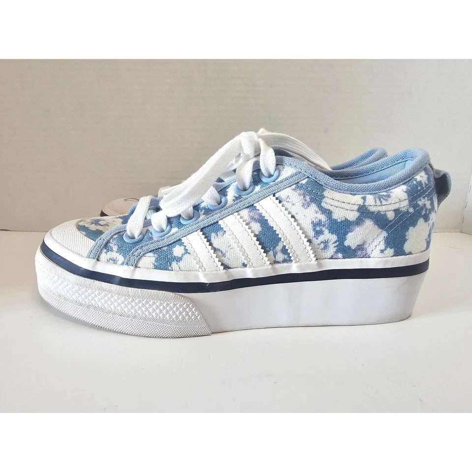 Adidas Nizza Platform Bleached Out Floral Floral Print Sneakers SZ 6 EUC WORN 1X - Image 2 of 4