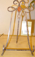 Milan Collection Easel Display Small Metal Stand Brown w/Amber Crackle Glass New