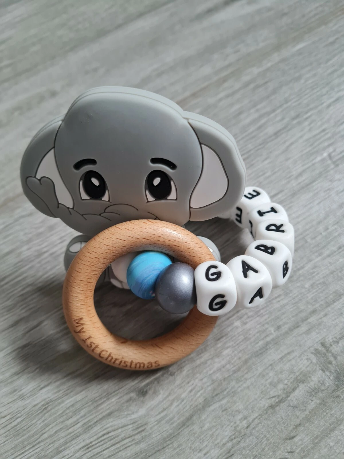 My 1st Christmas personalised baby boy gift teething ring rattle toy teether
Opens in a new window o