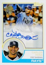 2022 TOPPS ARCHIVES 1983 FAN FAVORITES AUTOGRAPHS #83FF-CP CARLOS PENA RAYS