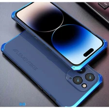 For iPhone 16 Pro Max 15 14 Plus Shockproof Metal Bumper Case PC Slim Back Cover