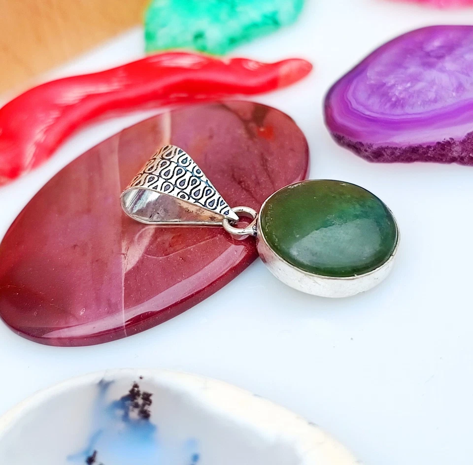 Colgante de ónix verde de plata de ley 925 hecho a mano piedras preciosas naturales joyería regalo Foto 2 de 4