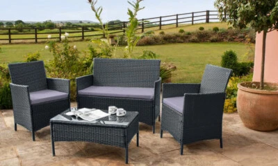 CLOUD NINE FURNITURE RATTAN GARDEN FURNITURE SET 4 PIECE CHAIRS SOFA TABLE OUTDOOR PATIO SET