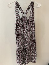 Bohemian Geometric Print Sleeveless Romper With Tie Waist Multicolor Small