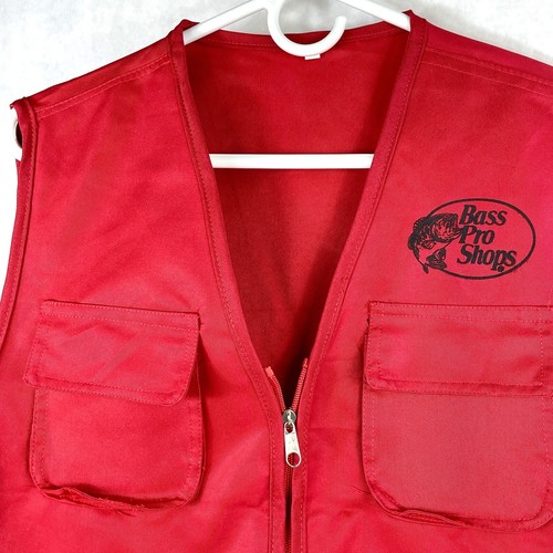 New Bass Pro Shops Outdoors Fishing Utility Hunting Pockets Red Vest Size Medium - Picture 2 of 5