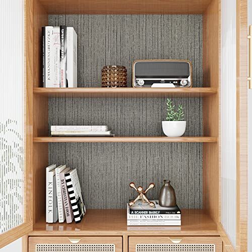 Grey Grasscloth Peel and Stick Wallpaper Removable Faux Grey 15.7''x118