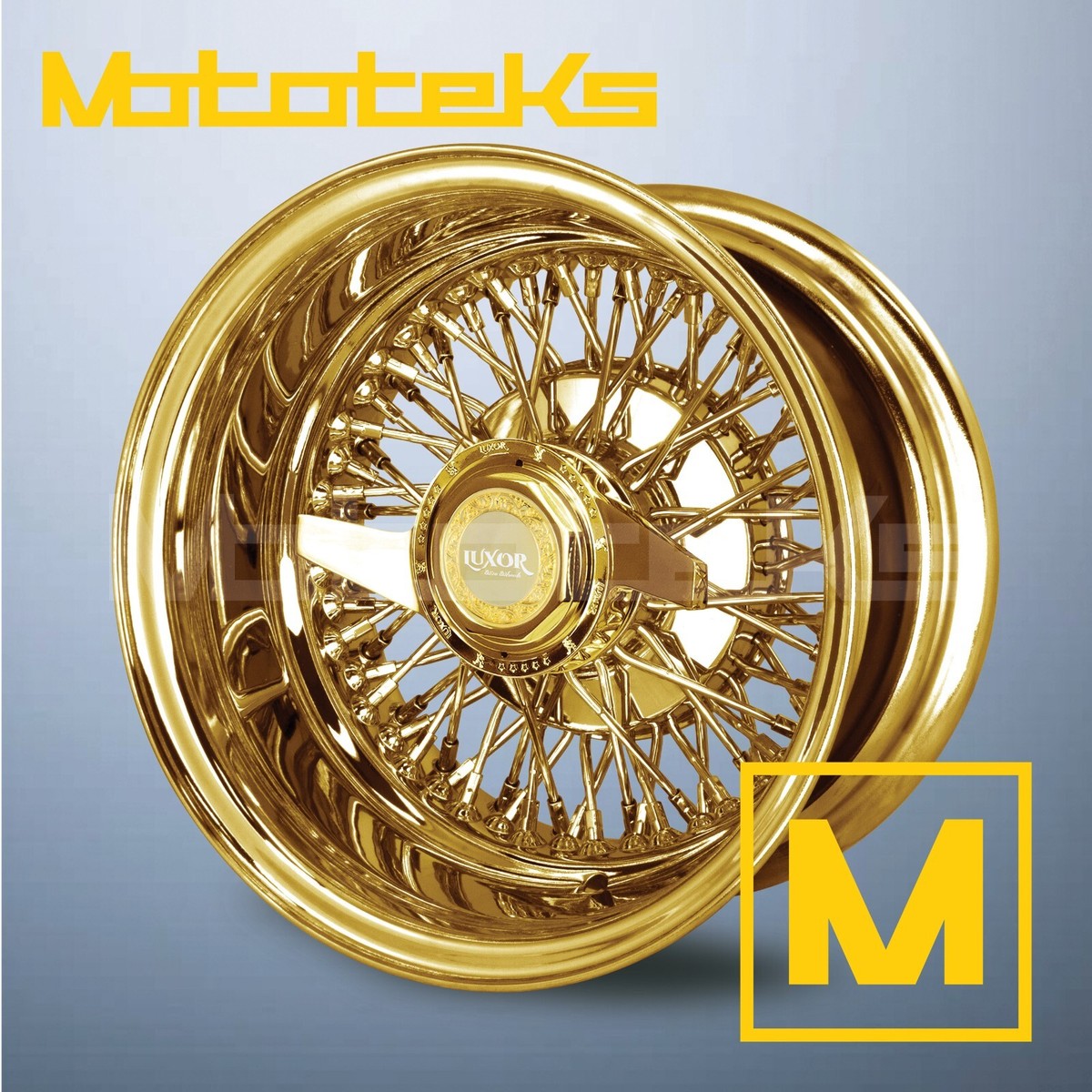 13X5.5 LUXOR WIRE WHEELS 72 CROSS REV RIM 24K ALL GOLD SINGLE 1