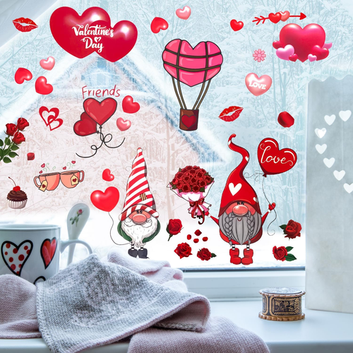 9 Sheet Valentines Day Decor Window Clings, Valentines Day Decorations Supplies. - Picture 2 of 12