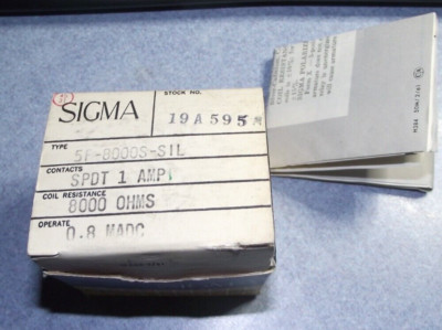 SIGMA 5F-8000S-SIL Relay Brand New  SEALED 19A595 0.8 MADC SPDT 1 AMP