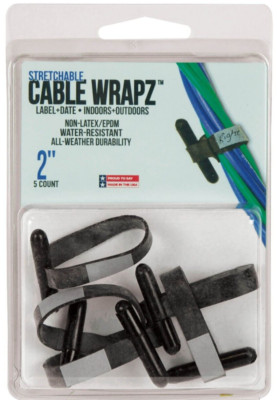 Alliance 2'' Cable Wrapz, Lot of 2, Package of 5 Stretchable Reusable EPDM