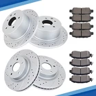 Front and Rear Drilled Rotors Ceramic Brakes Pads for 2013 - 2025 Nissan Altima