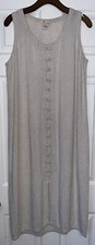 Linen Blend Sleeveless Dress Size M Knotted Buttons Cottagecore Garden Core