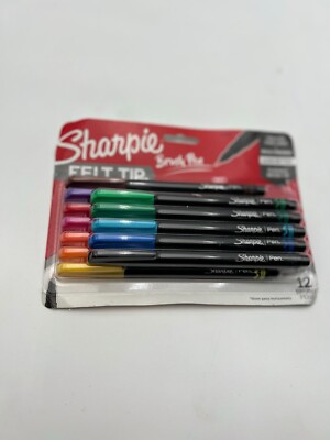 Sharpie Felt Tip Brush Pens (12-Pack Assorted Colors) NEW