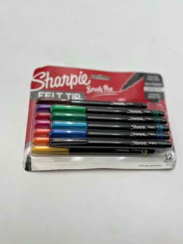 Sharpie Felt Tip Brush Pens (12-Pack Assorted Colors) - NEW - Picture 2 of 2