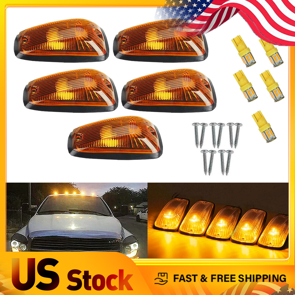 5 Amber Roof Cab Marker Lights for 1988-2002 Chevy GMC Pickup Trucks