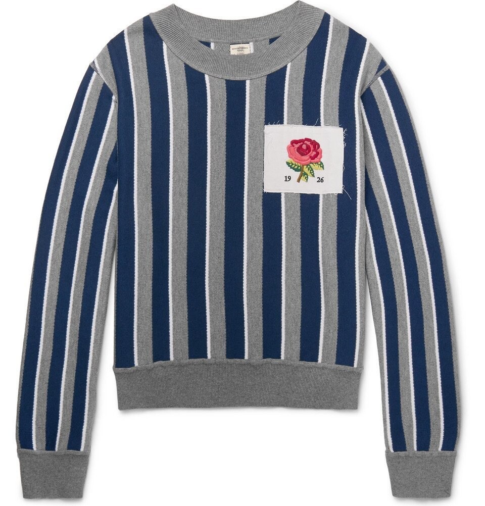 Kent Curwen Oversized Appliquéd Striped Cotton and Wool-Blend