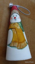  ornament Russian hand carved&painted wood snowman .4.2 "  