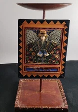 Hand Painted  Marsha McCarthy Teach Peace Candle  Holder Plant Stand Boho 