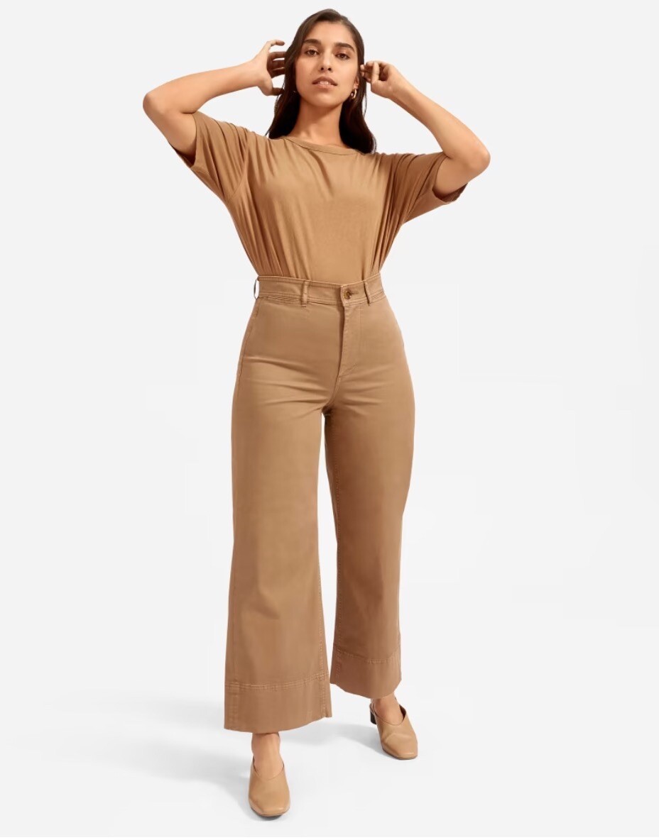 Everlane Lightweight Wide Leg Crop Chino Pants Ochre High Rise Size