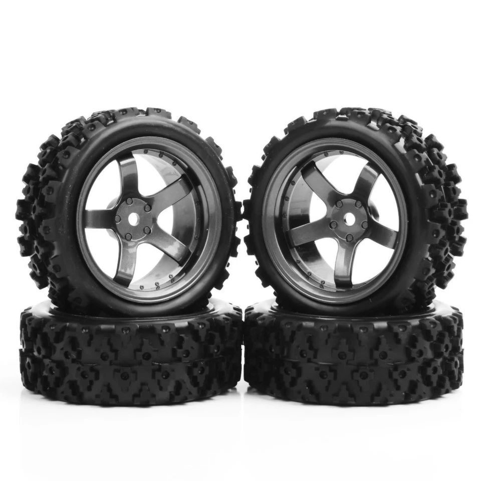 4Pcs 1:10 RC Rally Tires&12mm Hex Wheel D5M HPI HSP For 1/10 Off Road Model Car - Image 2 of 4
