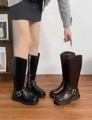 Bottes Élégantes Marron Noir À Plateforme En Cuir Synthétique 34699 - Photo 1/4