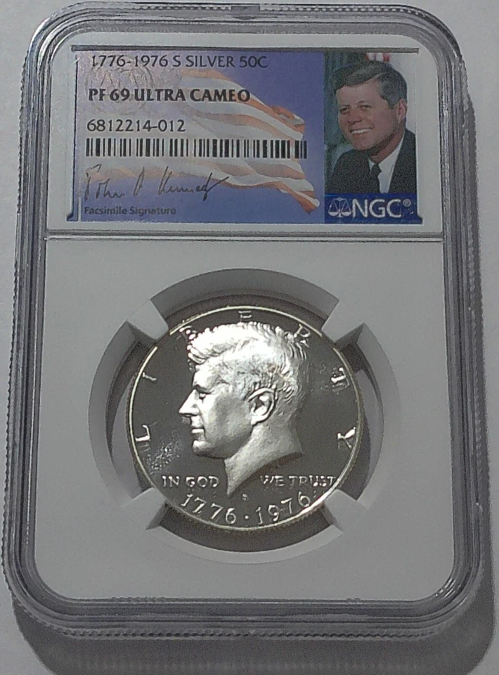 1776 - 1976 S NGC PF69 Ultra Cameo Proof Silver Kennedy Half JFK Coin Signature - Image 3 of 3
