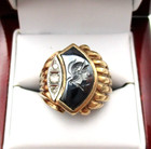 Vintage 10K Gold Hematite White Topaz Roman Soldier Men's Ring Size 9.5 [R288] — photo 1
