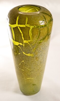 Early John Miller Art Glass Hand Blown Green-Yellow Vase, with Provenance