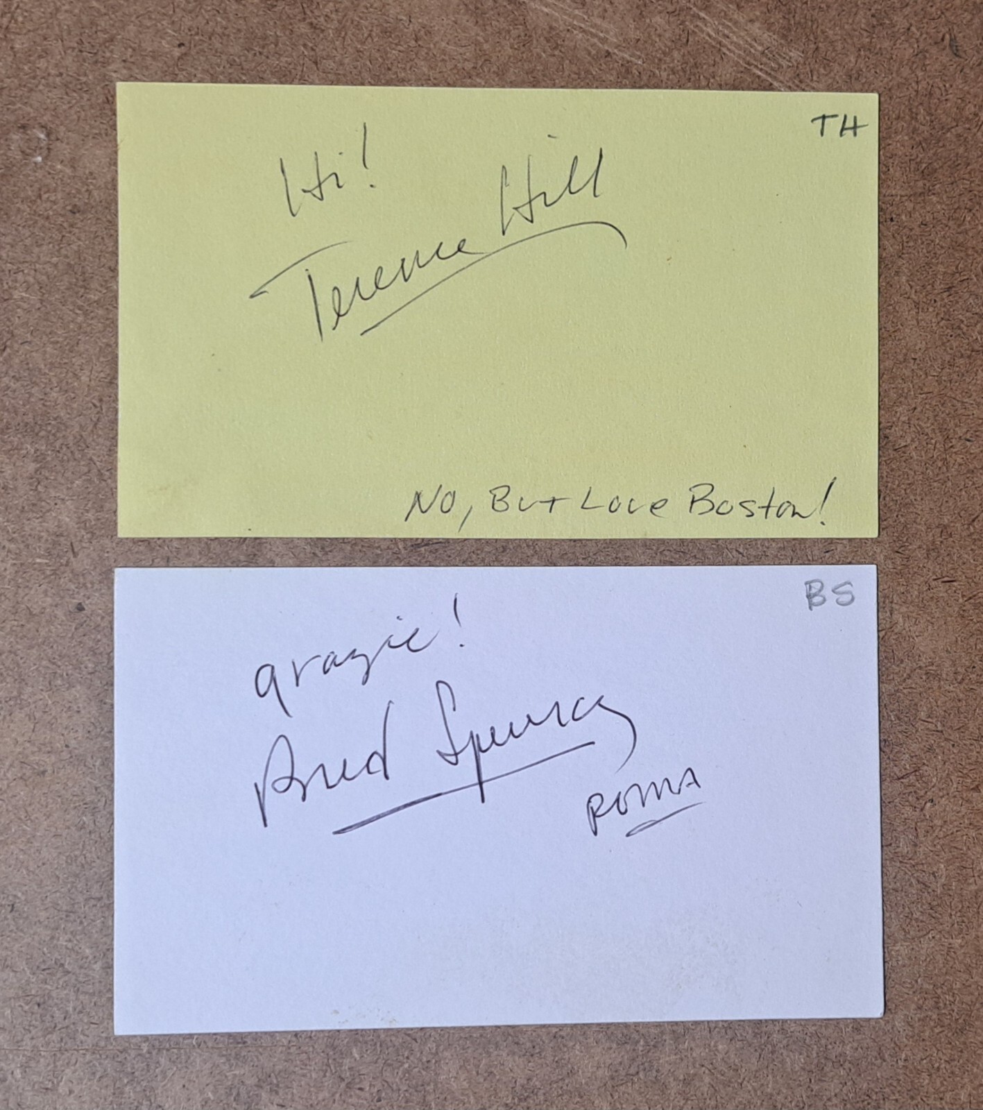 Terence Hill & Bud Spencer Autograph 3x5 Index Card Lot They Call Me Trinity